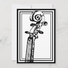 Convite Rolagem de violino preto e branco com contornos pr