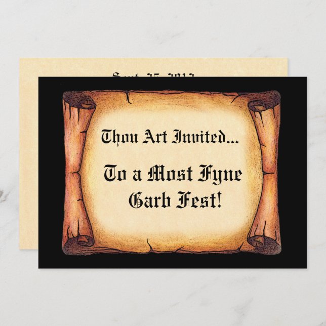 Convite Rolagem medieval (Frente/Verso)