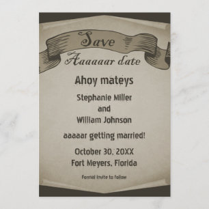 Convite Rolar Pirata Salvar a Data Convidar, Marrom
