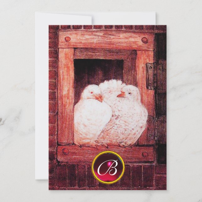 CONVITE ROLAS BRANCAS NA JANELA VERMELHA MONOGRAMA DE CASA (Frente)