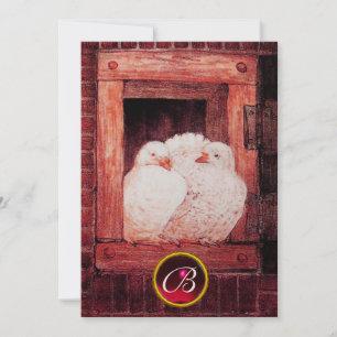 CONVITE ROLAS BRANCAS NA JANELA VERMELHA MONOGRAMA DE CASA