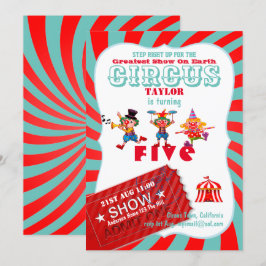 Convite ROLL UP CIRCUS 5 Birthday Boy Greater Show