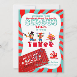 Convite ROLL-UP CIRCUS aniversário de 3 anos Boy Greater S