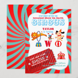 Convite ROLL UP CIRCUS segundo aniversário Boy Greater Sho