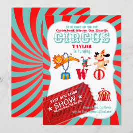 Convite ROLL UP CIRCUS segundo aniversário Boy Greater Sho