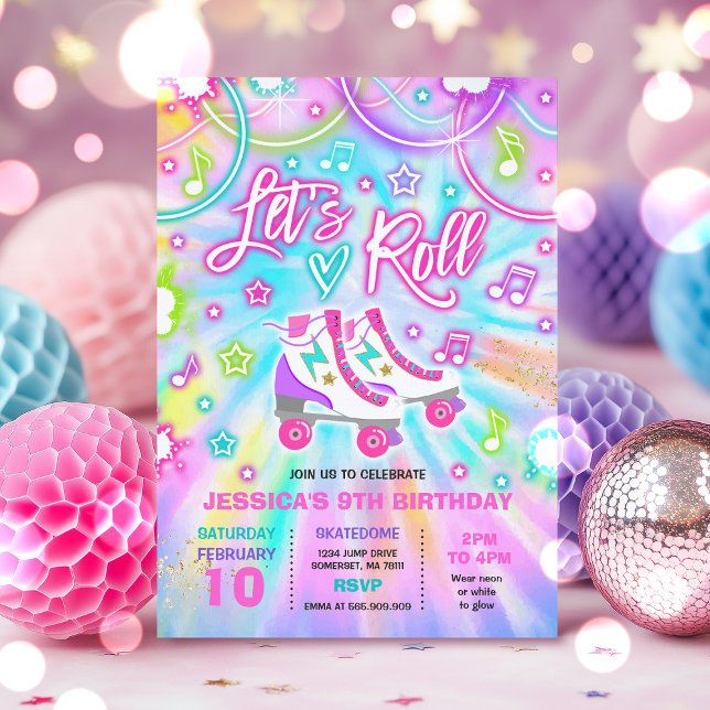 Convite Roller Festa de aniversário Colo Corante Corante (Criador carregado)