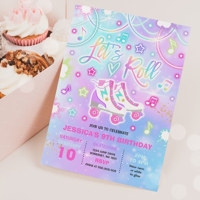 Convite Roller Festa de aniversário Colo Corante Corante (Criador carregado)