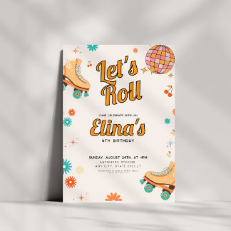 Convite Roller Rink Retro Birthday