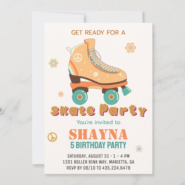Convite Roller Skating Birthday (Frente)