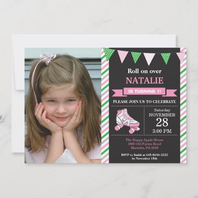 Convite Roller Skating Birthday Invation Festa de aniversá (Frente)