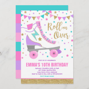 Convite Roller Skating Birthday Invitation Party