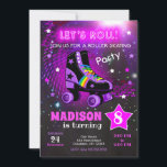 Convite Roller Skating Birthday Party Invitation / Neon<br><div class="desc">All designs are © Happy Panda Print</div>