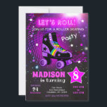 Convite Roller Skating Birthday Party Invitation / Neon<br><div class="desc">All designs are © Happy Panda Print</div>