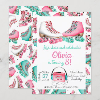 Convite Roller Skating Invitation, Roller Skating Invite