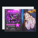 Convite Roller Skating Neon Birthday Party Photo<br><div class="desc">All designs are © Happy Panda Print</div>