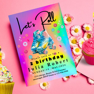 Convite Roller Skating Sobert rosquinhas Aniversário COROS