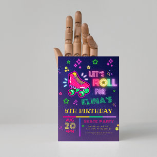 Convite Roller Sking Neon Glow Festa de aniversário