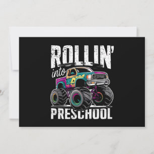 Convite Rollin' para a pré-escola Monster Truck de volta à