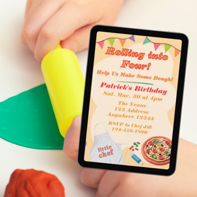 Convite Rolling into, Pizza Playdoh Birthday (Criador carregado)