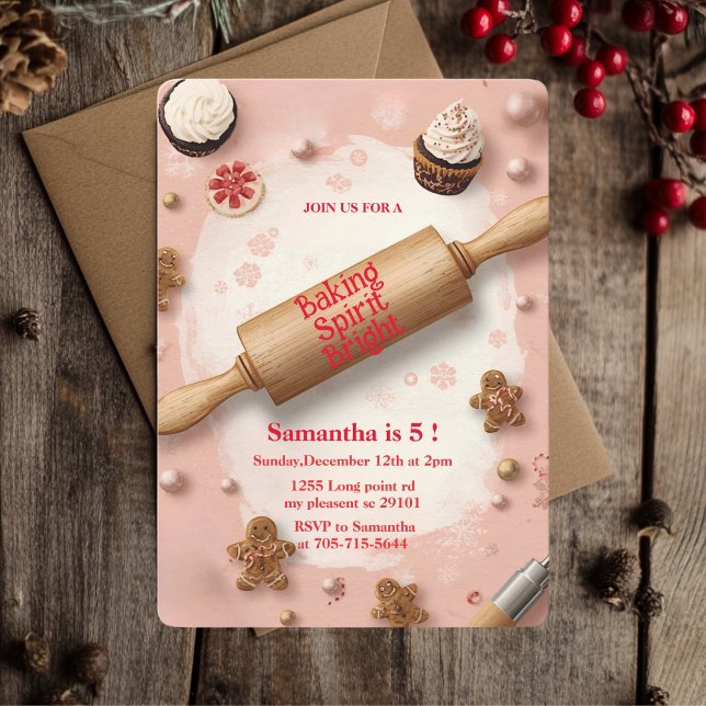 Convite Rolling Pin Baking Spirit Bright Birthday (Criador carregado)