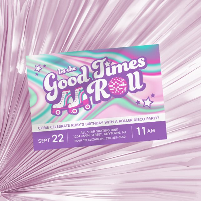 Convite Rolo de pata do pântano retrô Parte púrpura e rosa (Criador carregado)