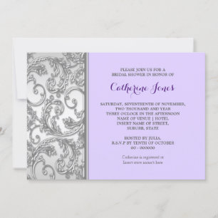 Convite Rolo floral prateado roxo