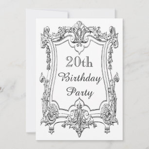 Convite Rolo Francês Vintage Aniversário de 20 anos Dupla