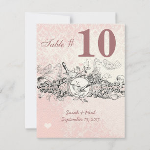 Convite Rolo Musical Rosa Vintage Bird Mesa de Noiva