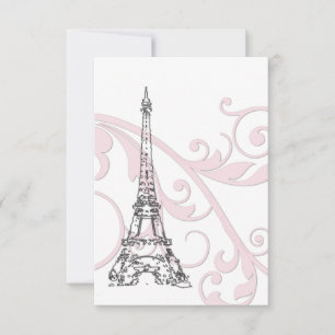 Convite Rolos Cor-de-Rosa e Torre Eiffel