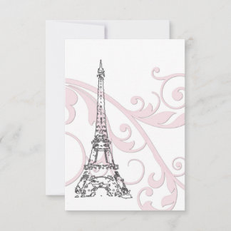 Convite Rolos Cor-de-Rosa e Torre Eiffel