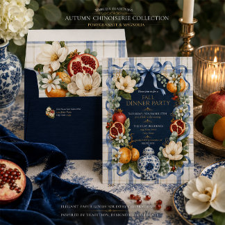 Convite Romã & Magnólia, Chinoiserie de Outono