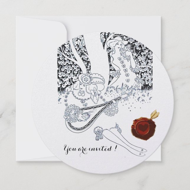 CONVITE ROMANCE, AMANTES ROMÂNTICOS SELAGEM DE CERA VERMEL (Frente)