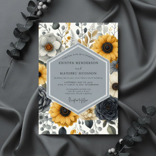 Convite Romance Botânico Ochre de Casamento
