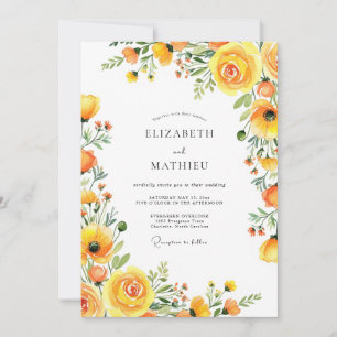 Convite Romance Casamento Flor Amarela