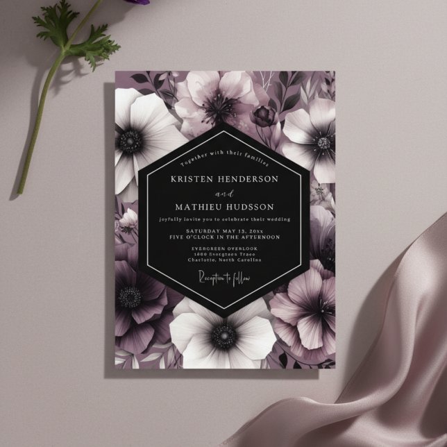 Convite Romance Casamento Flor de Ameixa Mal-humorada (Criador carregado)