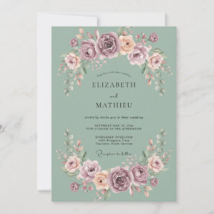 Convite Romance Casamento Flor de Malva Salvia