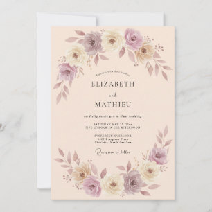 Convite Romance Casamento Flor de Mauve Suave