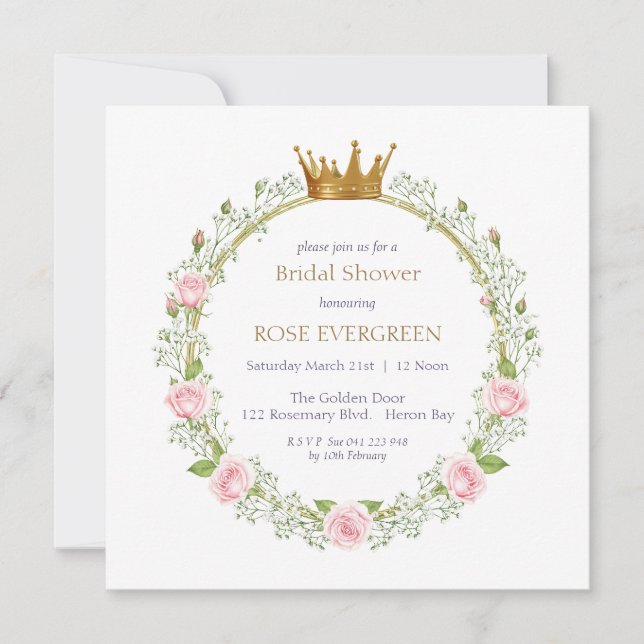 Convite Romance Corada: Rosas Cor-de-Rosa e Resedos (Frente)