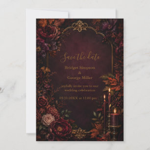 Convite Romance de casamento gótico de outono temperamenta