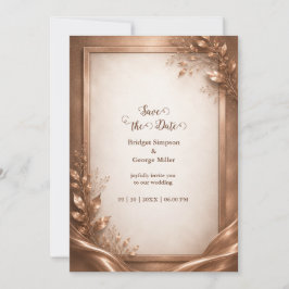 Convite Romance de Casamento Luxuoso Rosa Cobre Metálico