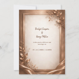 Convite Romance de Casamento Luxuoso Rosa Cobre Metálico