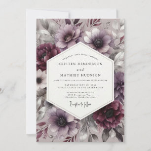 Convite Romance de Casamento Mal-humorado Flor de Ameixa