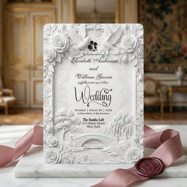 Convite Romance de Casamento no Jardim Barroco (Criador carregado)