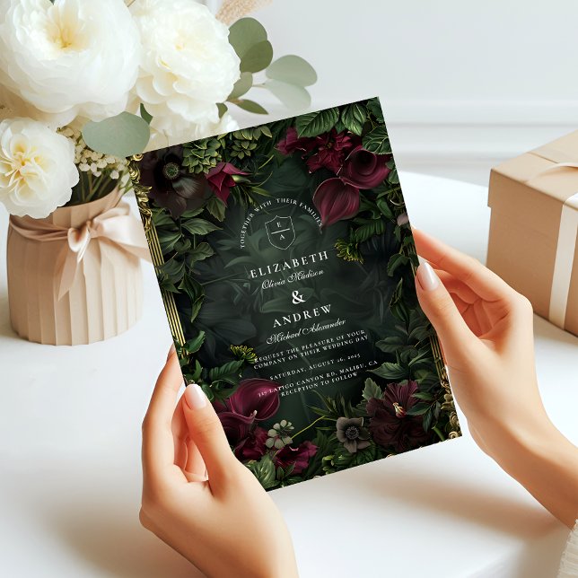 Convite Romance de Casamento no Jardim Gótico (Criador carregado)
