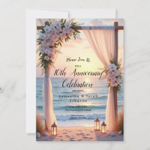 Convite Romance de Oceanside sob a Luz Costeira