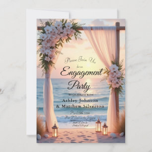 Convite Romance de Oceanside sob a Luz Costeira
