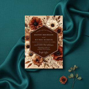 Convite Romance de Outono de Anêmona Siena Casamento