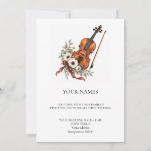 Convite Romance de Rosewood Violino Casamento