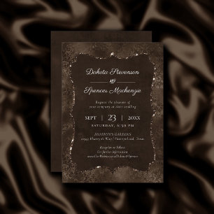 Convite Romance em Bronze à meia-noite   Satinge Damask