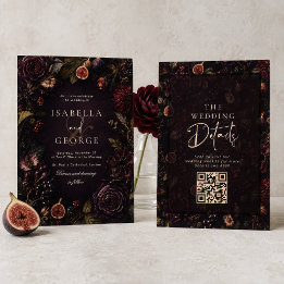 Convite Romance Enraizado Mal-humorado Burgundy Floral Cas